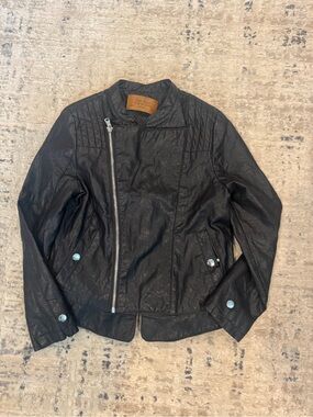 Zara Girls 11/12 Black Quilted Faux Leather Moto Jacket
